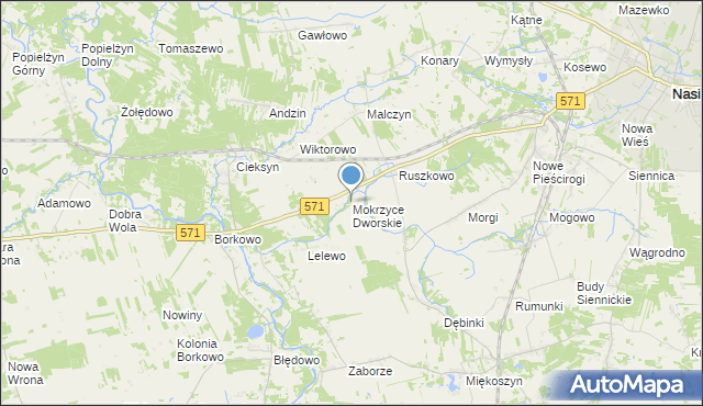 mapa Mokrzyce Dworskie, Mokrzyce Dworskie na mapie Targeo